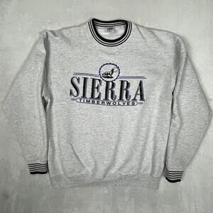 Vintage Sierra Timberwolves Sweatshirt Mens XL Gray College House Graphic Fleece